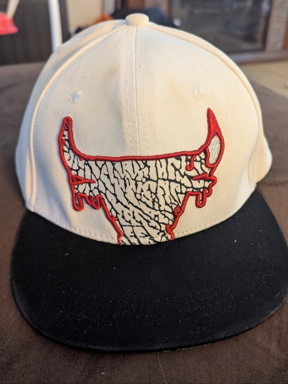 Fresh Supply Co Chicago Bulls Snapback Hat Elephant Print Brim White Black Red